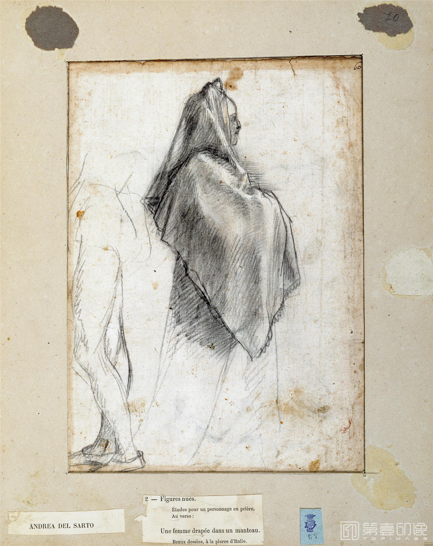 素描-西班牙普拉多美术馆素描藏画-Sarto, Andrea del-Estudio para una figura femenina Estudios de figuras-1726